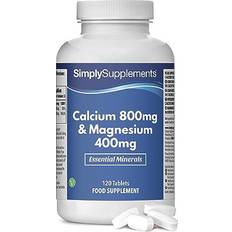 Simply Supplements Calcium 800mg Magnesium 400mg Support for Bone Health and Muscle Function 120 Tablets