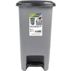 JVL Slim Plastic Lidded Foot Pedal Waste Bin 10l Grey