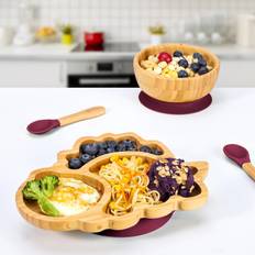 Vinsani Bamboo Dinosaur Plate Bowl & Spoon Set
