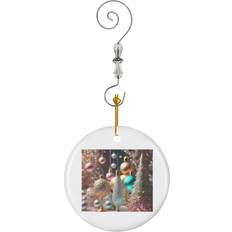 Pink Christmas Tree Ornaments Famgem Ornaments Ceramic with Crystal Hook Christmas Tree Ornament
