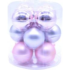 Glass Christmas Tree Ornaments Festive Festive 5cm Grey/Pink Glass Baubles Pack of 12 Christmas Tree Ornament