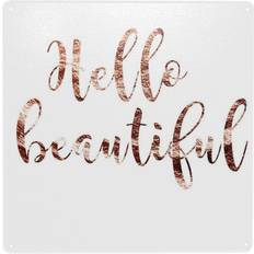 Rose Gold Wall Decorations WHIBOS Hello Beautiful Rose Gold Metal Tin Sign 12x12 in Décor Wall Decor