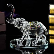 Jayogla Crystal Elephant Ornament Statue 16cm Cut Glass Animal Figurine