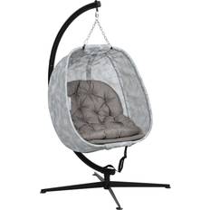 OutSunny Hanging Egg Chair Folding Basket Sand