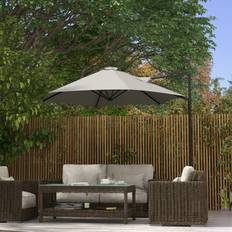 Garden & Outdoor Environment OutSunny 2.5M Offset Roma Patio Umbrella with 360° Rotation and Base Light Grey