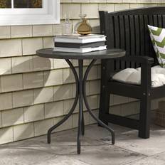 Outdoor Side Tables OutSunny Round Garden Table with Steel Frame Grey Outdoor Side Table