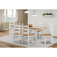 Mercers Furniture Corona White Large Extending Table and 6 Chairs Dining Set