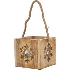 Candle Holders Hill Interiors Natural Wooden Snowflake Tealight Candle Holder