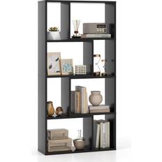 Casart 5-Tier Geometric Bookshelf 120 cm High Bookcase Storage Organizer Black Book Shelf