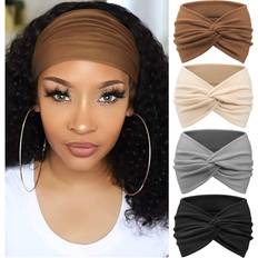Women Headbands Dreshow 4 Pack Turban Headbands for Women Wide Vintage Head Wraps