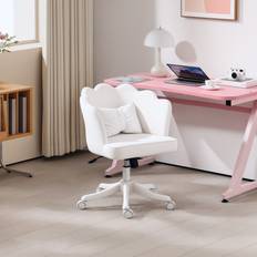 Homcom White Office Chairs Homcom Armless Desk Wide Seat Tilt Function White Office Chair