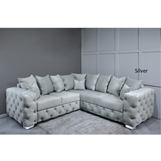 Snooze Online 5 Seater Corner Silver Velvet Sofa