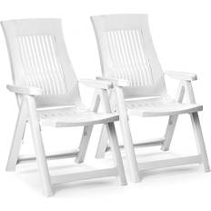 URBN Living Folding Garden Lounger Chair 2x White