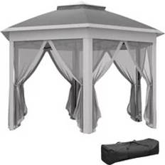 Garden & Outdoor Environment OutSunny 3x4m Hexagon Gazebo with Mesh Curtains
