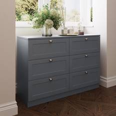 Fwstyle Dark Grey 6 Drawers Chest of Drawer