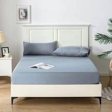 Good Nite Double Fitted 25 cm Extra Deep Pocket Blue Gray Bed Sheet