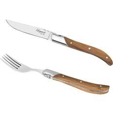 12-teilig Olivenholz/RS Braun 6 Steakgabeln 6 Steakmesser