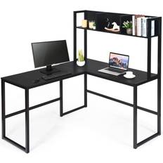 Corner computer desk with storage Casart L-Shaped Corner Computer Large PC Table Workstation with Storage Bookcase Writing Desk