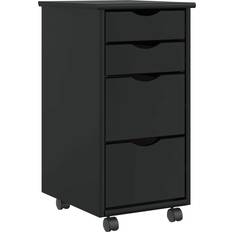 Pines Storage Cabinets vidaXL Rolling with Drawers MOSS Black Solid Wood Pine Storage Cabinet