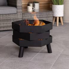 Garden & Outdoor Environment Charles Bentley Hexagonal 46cm Black Powder Coated Steel Modern Firepit
