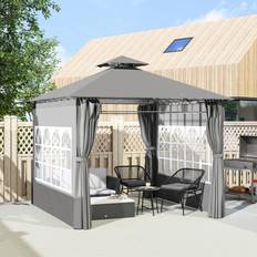 Garden & Outdoor Environment OutSunny 3 x 3 m Garden Gazebo Canopy Shelter Light Grey