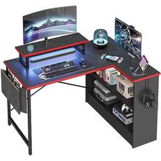 Small L Shaped Gaming Desk with LED Lights 42 Inch