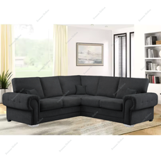 Corner sofa 5 seater Snooze Online Black Velvet 5 Seater Corner Sofa