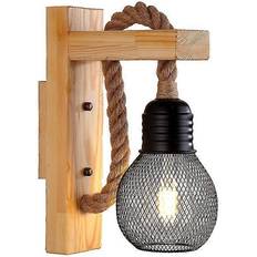 FitVille Hemp Rope Led Industrial Sconce E27 Baseblack Wall light