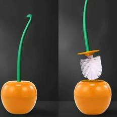 Orange Toilet Accessories Flemye Red Toilet Brush Cherry Shape Lavatory Set