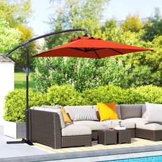 Garden & Outdoor Environment OutSunny 3 m Cantilever Parasol with Cross Base and Crank Handle 6 Ribs Orange