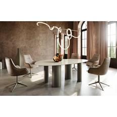 Møbler DeLife Esstisch Edge Oval 220 x 120 Keramik Iris FMG Onice Oro Pilier Metall Effektfinish Titan Spisebord