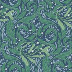Muriva Vale Leaf Wallpaper Green Blue 221501