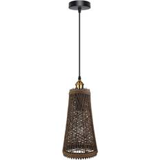 LEDSone Natural Rattan Wicker Vintage Industrial Style Single Ceiling Light Shade Pendant Lamp