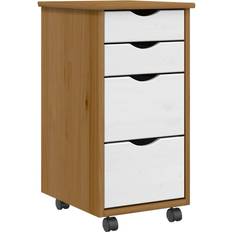 Pines Storage Cabinets vidaXL Rolling with Drawers MOSS Black Solid Wood Pine Storage Cabinet