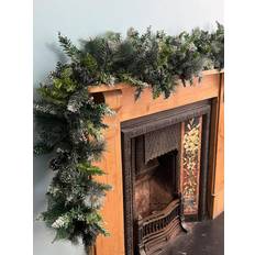 Plastic Decorations Aka 9ft Christmas Garland With Snow Pine for Stairs Fireplaces Decoration