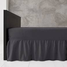 Grey Valance Sheets GC GAVENO CAVAILIA Diamond 144 Thread Count Ruffled Bed Double 4'6 Valance Sheet Grey