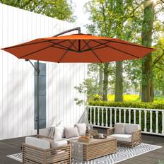 OutSunny Garden Banana Parasol Cantilever Umbrella with Base Orange