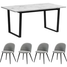 Marmor Bordgrupper Ebuy24 Tilst Spisebordssæt Bord Marmor Print 90x160 Bordgruppe