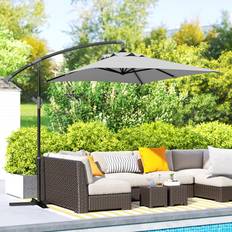 OutSunny 3 m Cantilever Parasol with Cross Base Light Grey