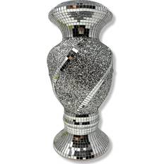 Jayogla Mirrored Crushed Diamond Glitter Flower Pot 30 cm Silver Vase