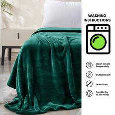 Aspire Homeware Super King Blanket Fleece Throw Emerald Blankets Green