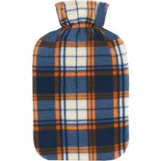 Check Fleece Hot Water Bottle 2 Litre Blue Orange Design