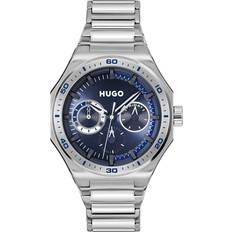 HUGO Silver-Tone Watch with Blue Dial