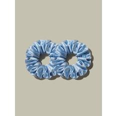 Silk Hair Scrunchies Light Blue Print Mulberry One Size