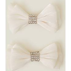 Hair Clips on sale Accessorize White Pack of 2 Bow Salon Clips 10 cm