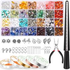 Grey DIY Tlily Ring Making Kit with 28 Colors Crystal Beads 1660 Pcs