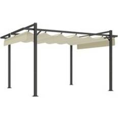 OutSunny 3 x 4m Pergola with Retractable Roof and Aluminium Frame Khaki