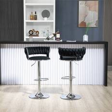 Silver Seating Stools Abrihome Set of 2 Bar Stools with Back and Footrest Seating Stool