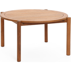 Wood Outdoor Coffee Tables LuxenHöme Natural Solid Wood 35.4-Inch Round Outdoor Coffee Table