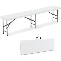 Costway Foldable Ab Trainer with Padded Headrest and Handles Silver Garden Bench